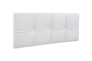 cabecero tapizado de polipiel color blanco con líneas sencillas