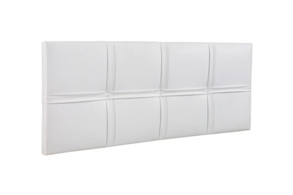 cabecero tapizado de polipiel color blanco con líneas sencillas